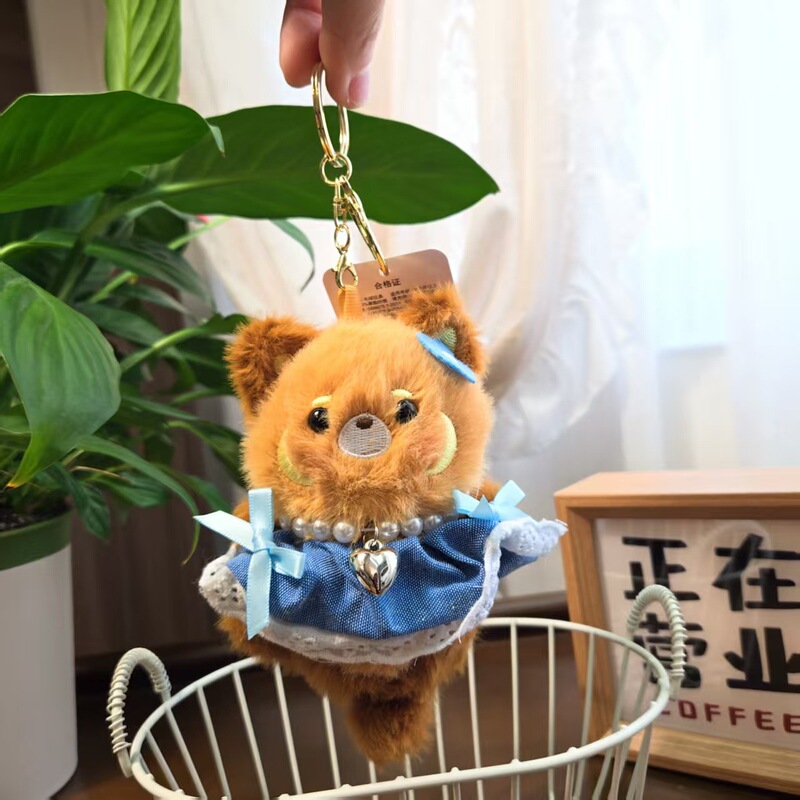 公主裙熊猫玩偶少女心牛仔背包挂件卡通毛绒公仔钥匙扣儿童小礼物|undefined