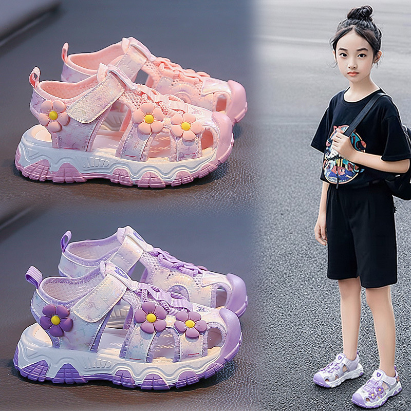 Baotou sandalias para niños zapatos de playa para niñas verano 2026 nuevas niñas antideslizantes estudiantes sandalias deportivas zapatos princesa image 1