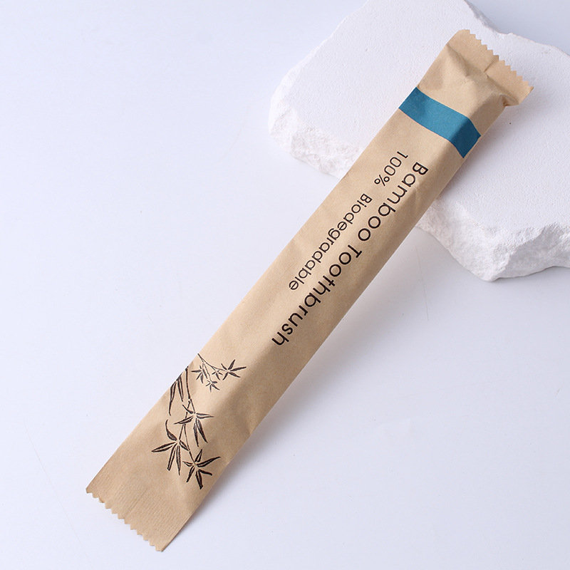 cepillo de dientes de bambú desechable cepillo de dientes de bambú de pelo suave bolsa de papel biodegradable envasado cepillo de dientes de bambú adulto carbón de bambú