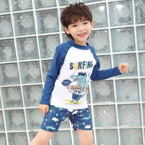 Children's swimsuit, unisex baby boy sun protection quick-drying separate swim trunks set, little kid pool swimsuit cute swimming suit