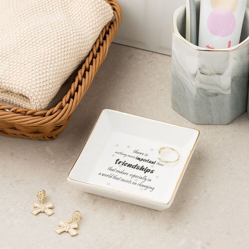 Ins Nordic Ceramic Jewelry Tray Amazon Square Gold-Trimmed Decorative Jewelry Tray Cross-Border Pearl Necklace Storage Stand