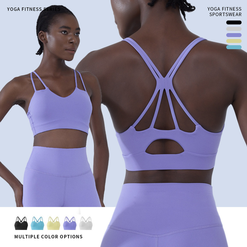 Sports Underwear Women's Beautiful Back Shock-proof Gather-up Running Fitness Vest Summer High Strength Yoga Bra