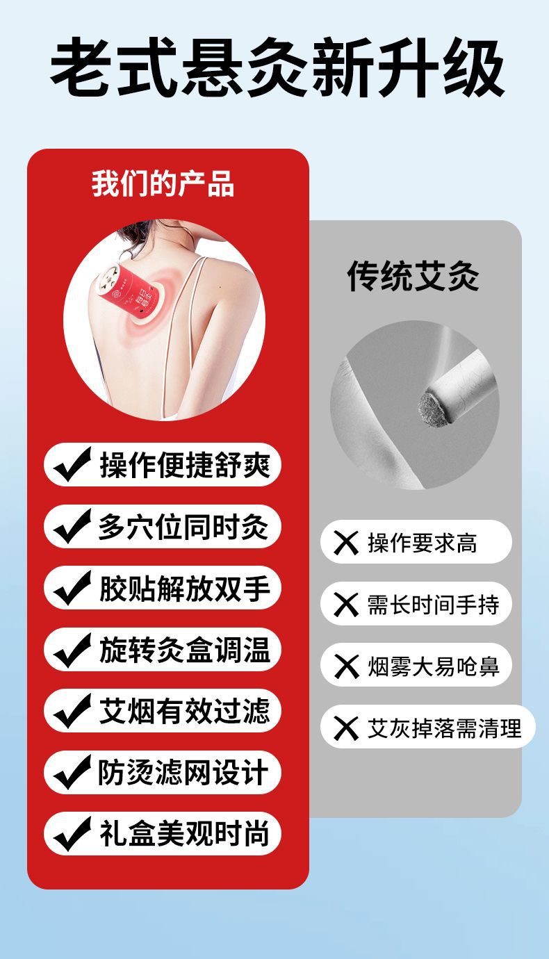 Daily Hanging Moxa Stick Set 30 Moxa Cones Portable Smoke-Light Moxibustion for Home Wellness key features