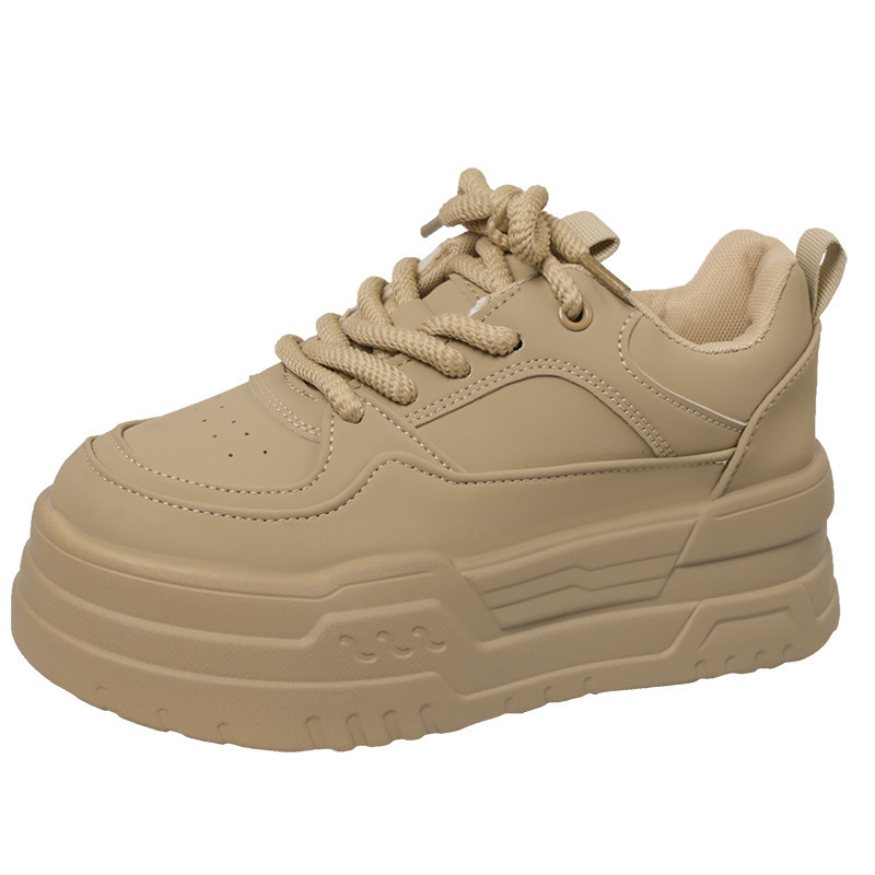 Baskets blanches haut de gamme pour femmes, chaussures d'étudiant polyvalentes à semelle plateforme de grande valeur, printemps-automne 2025_voghion.com
