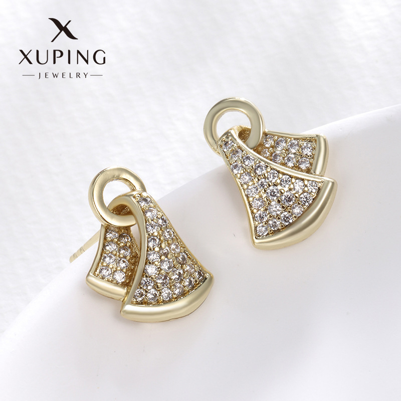 Joyería Xuping micro incrustado con 14K pernos de color circonio nicho de lujo ligero estilo europeo y americano pernos de moda para mujeres