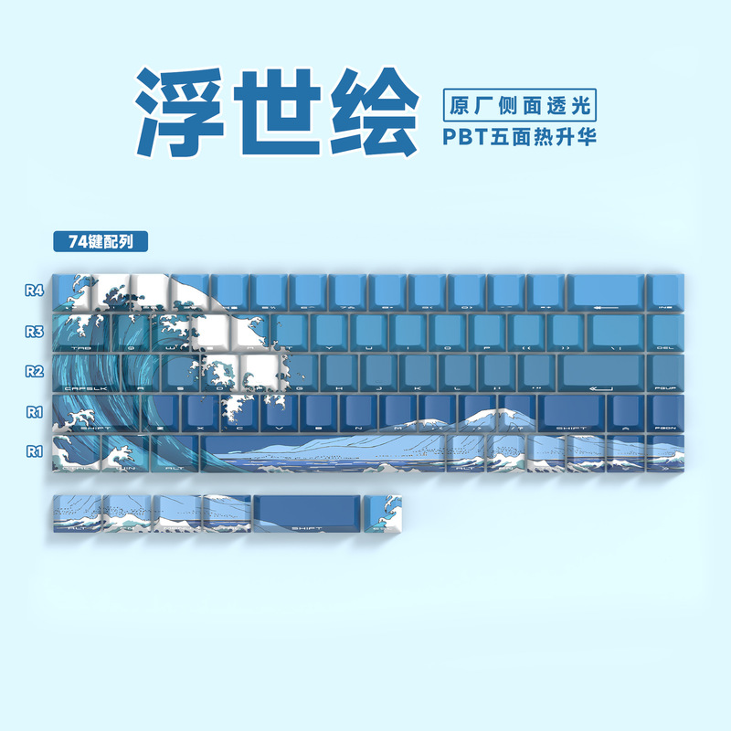 74キーオリジナル高さサイド彫刻半透明PBTキーキャップは60/61/68キーボードキャップに適合|undefined