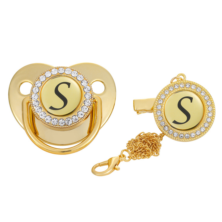 Venta caliente transfronteriza bebé destete chupete Diamante de alta calidad Golden Baby Point Diamond comodidad jugar boca