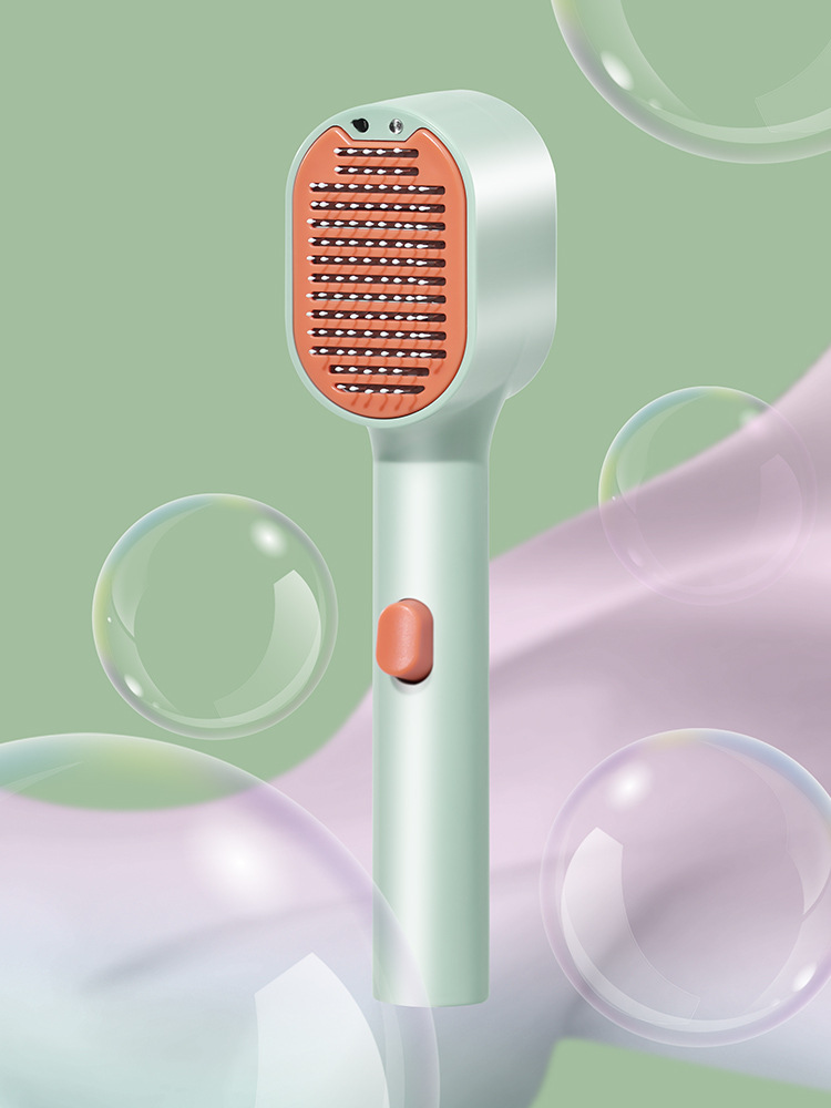 Peine de masaje de iones negativos para mascotas para eliminar la vibración electrostática SPA cuidado del cabello UV detección de ácaros de luz púrpura aguja curva no daña la piel