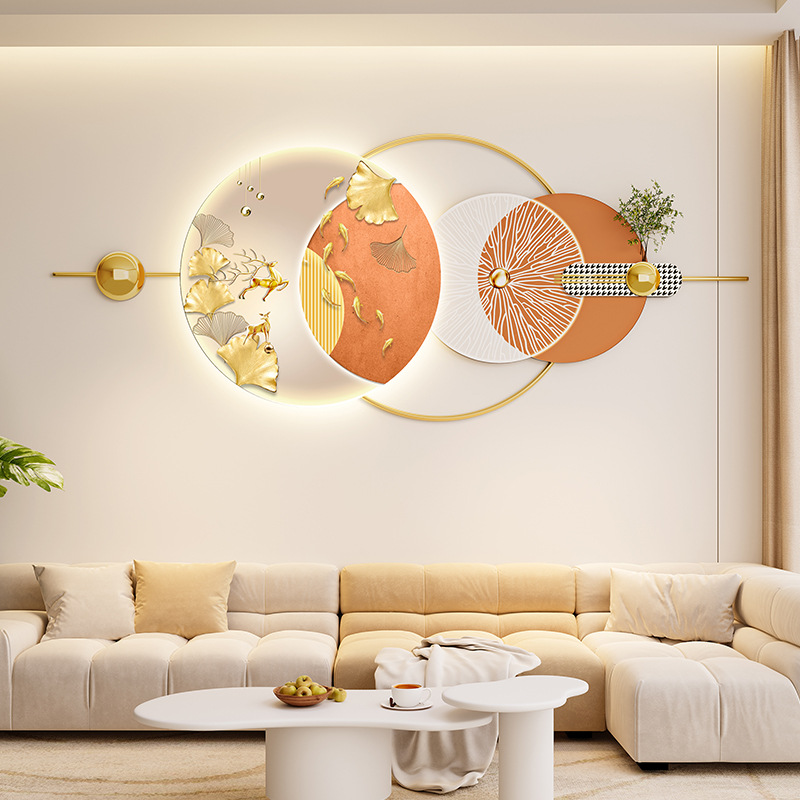 New Houndstooth Living Room Hanging Painting Led Luminous Decorative Painting Mural Stone to Run High-End B&B Hotel Wall