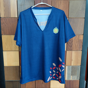 Source FacTory Sample ExporT ExporT DirecT Sales Men's and Women's Full PolyesTer V Neck T-shirT wiTh PrinTed logo Full Version SublimaTion