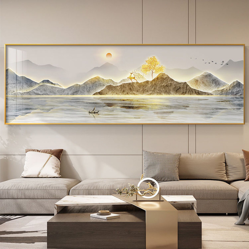 沙发办公室中式图新装饰画背景墙壁画客厅书房山水画千里挂画江山|undefined