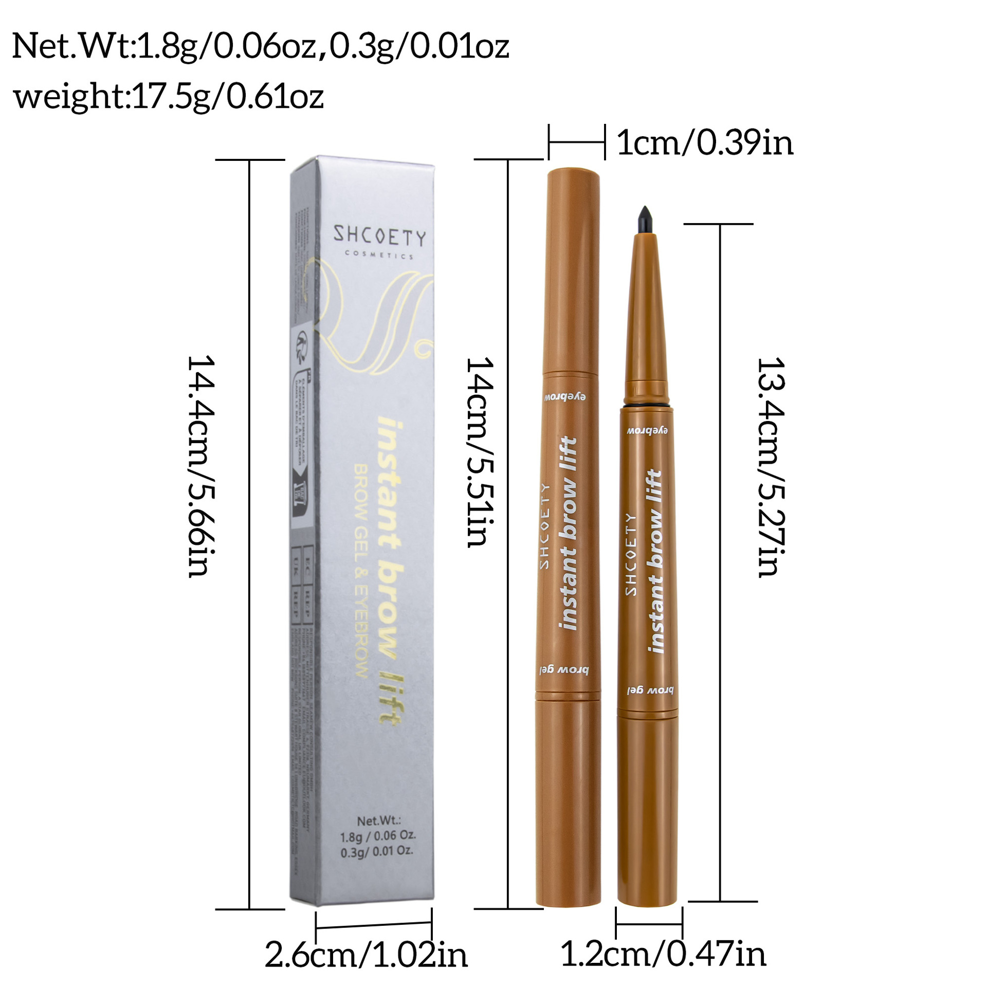 SHCOETY dual-head eyebrow pencil with eyebrow glue, automatic rotation, waterproof, non-fading, natural and long-lasting eyebrow dye, 4-color cross-border Item Picture