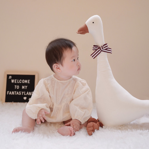 ins new big white goose doll, cotton silly goose doll, baby cute goose comfort doll, children's toys