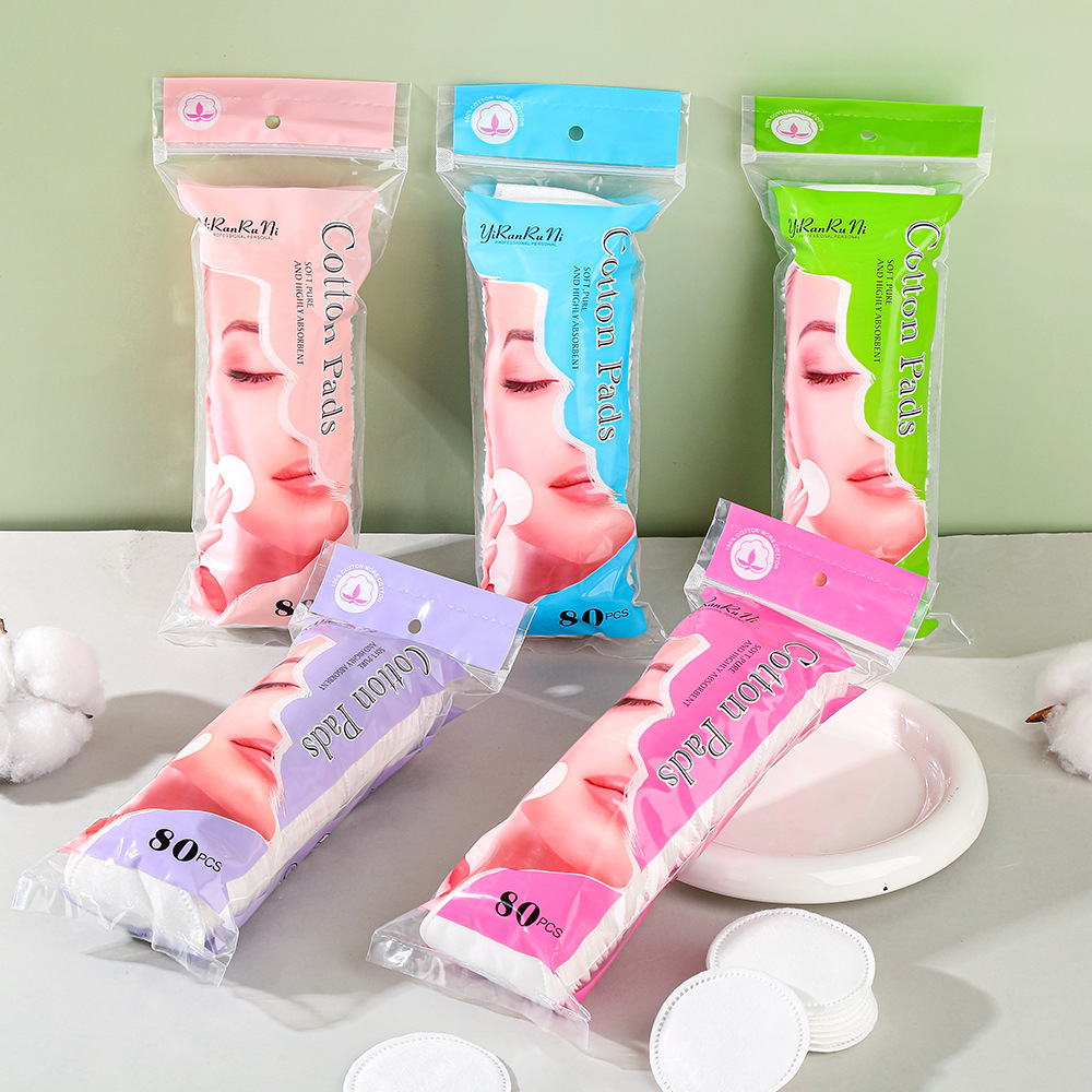 algodón cosmético desechable sin floc portátil de aplicación húmeda de algodón redondo agujero de aguja cerrado borde de cuidado de la piel limpio algodón desmaquillaje