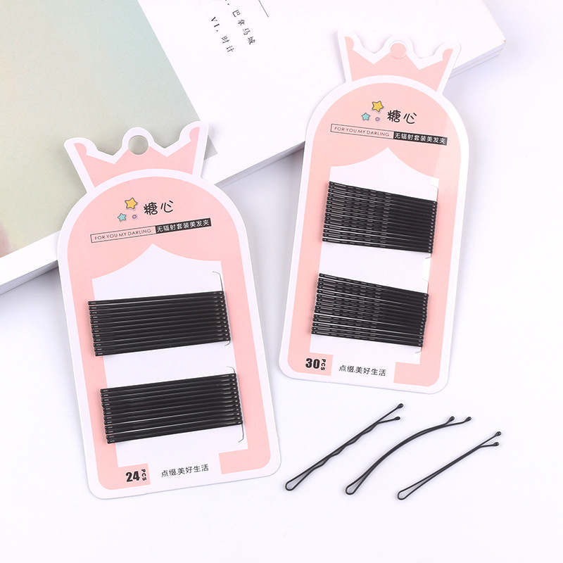 The New Crown card black clip does not peel off the paint girl bangs clip Korean wave small hairpin plate black clip