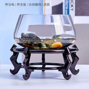 Factory Direct turtle tank fish tank glass round desk living room hydroponic household fish tank transparent small mini