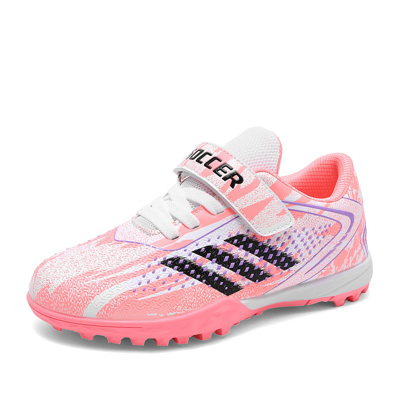 Verano nuevos productos transpirables niños velcro zapatos de fútbol zapatos deportivos para niños y niñas zapatos de entrenamiento anti-deslizante TF