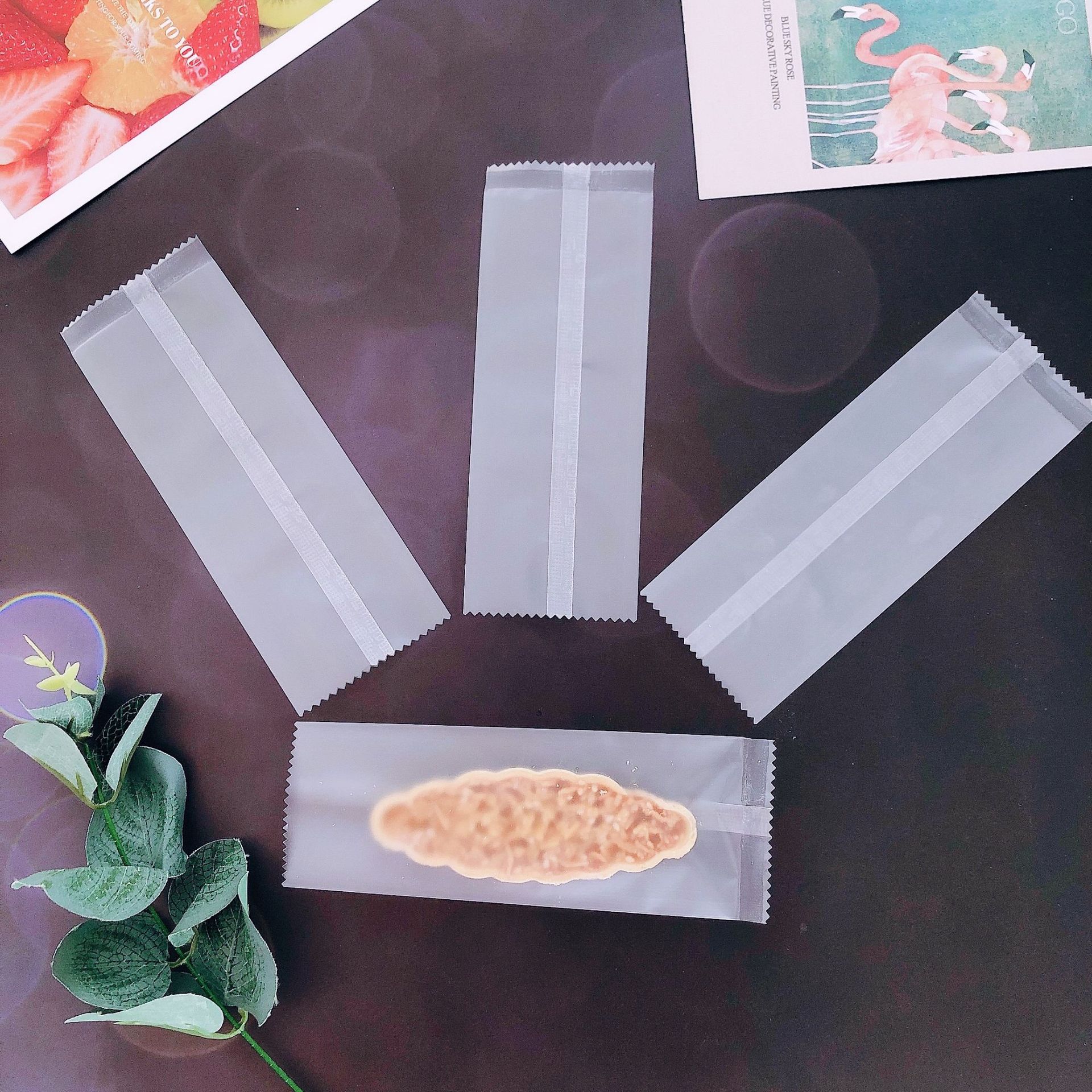 Clásico tipo barco de arroz glutinoso embalaje rectangular máquina de hornear bolsa de sellado en stock fábrica al por mayor bolsa de embalaje de piruletas