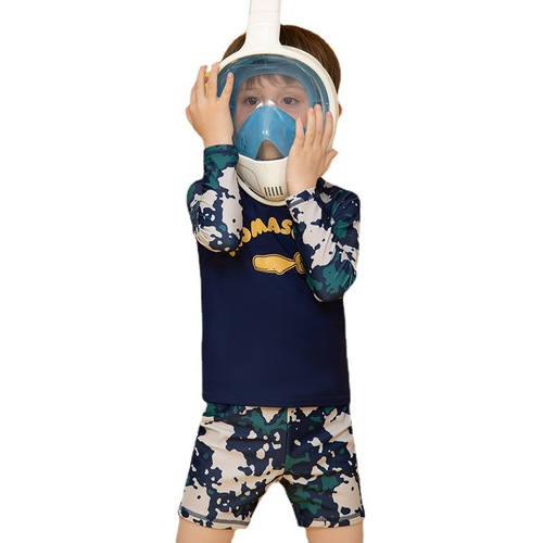 Momasong children's swimsuit  new boys' split long-sleeved sun protection medium and large children's camouflage student swimsuit
