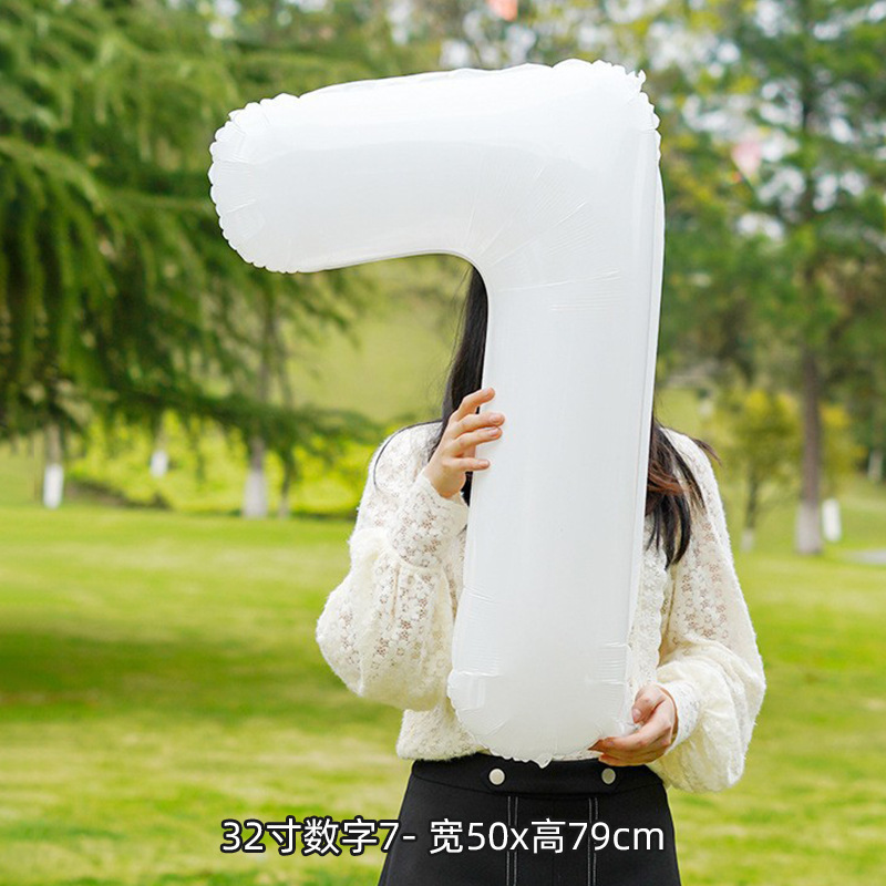 32inch ホワイトデジタルハッピーバースデーバルーン装飾アルミフィルムパーティー写真背景レイアウトドレスアップ小道具 0-9|undefined