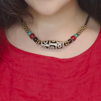 Ethnic style Man cheng Jewelry agate Dzi clavicle Retro Simplicity Thailand Wax rope weave have cash less than that is registered in the accounts Necklace