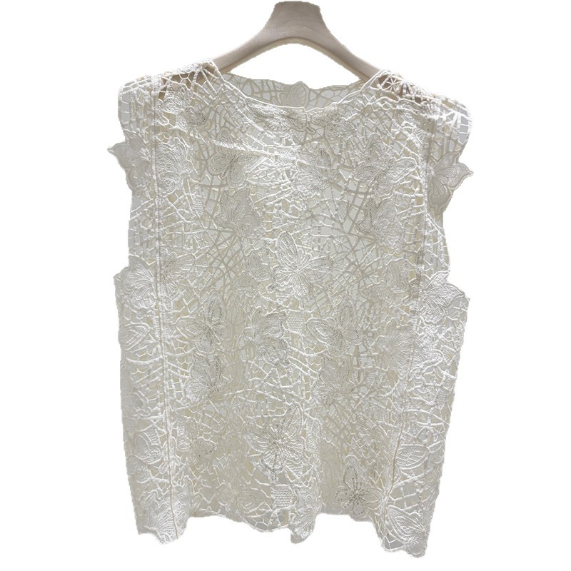 Diseño de sensación hueco plegable vestir chaleco sin mangas para mujeres verano 2026 nuevo tamaño grande graso mm plegable vestir una hermosa camisa