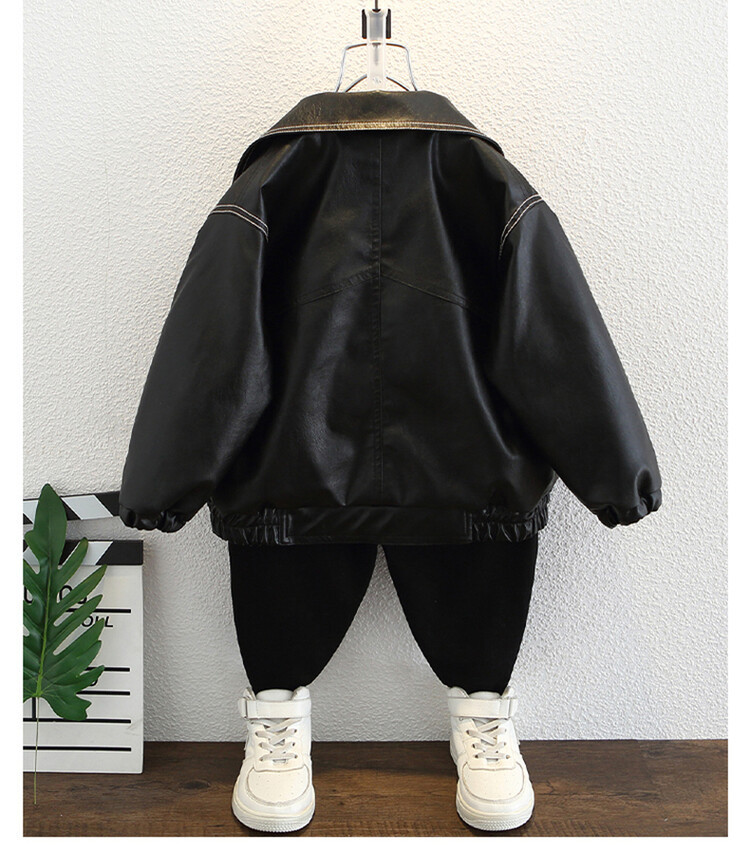 Mingxian Leather 2024 Autumn New Korean Edition Children's Cool and Handsome Jacket Boys' Spring Top_voghion.com