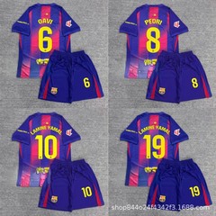 バルセロナ ジャージ ホーム ファン バージョン 大人用 子供用 サッカー ユニフォーム セット プリント番号 夏 速乾性 通気性 ゲーム チーム ユニフォーム