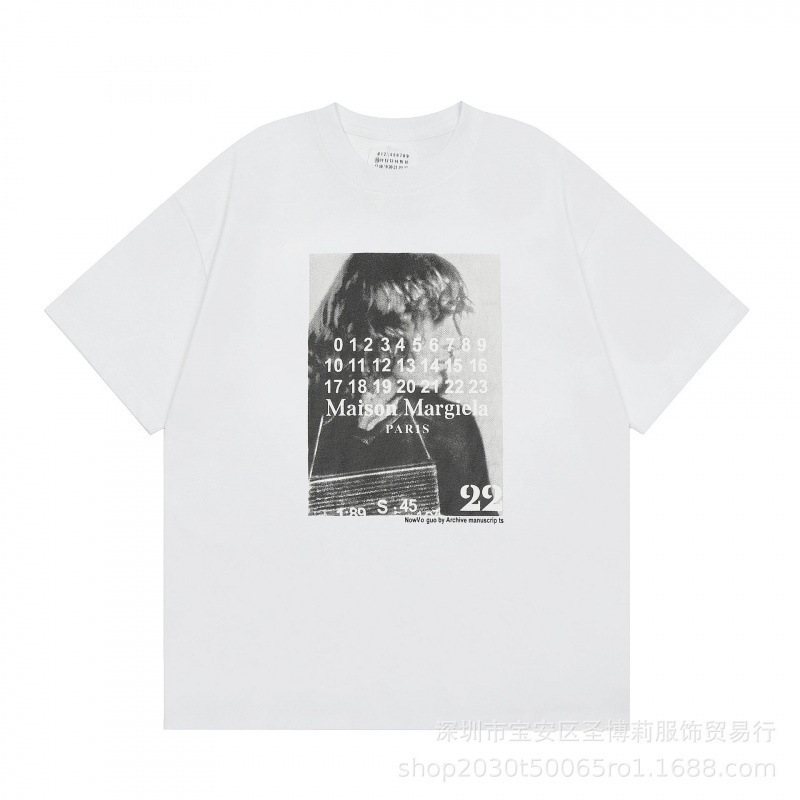 クロスボーダー メゾン マルジェラ マルジェラ デジタル プリント MM6 ピュアコットン 高品質 メンズ Tシャツ レディース 半袖 トレンド|undefined