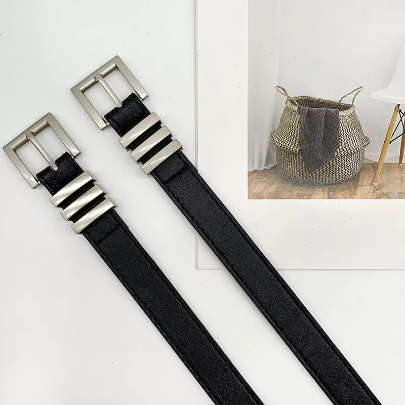 王一博同款腰带方扣3合金圈腰带小众23新款ins风简约复古细腰带