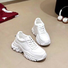 欧洲站女鞋2025新款真皮厚底增高休闲鞋百搭舒适老爹鞋