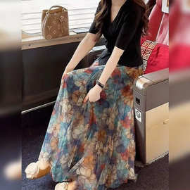 高级感印花半身裙女夏2025春夏新款小个子绝美显瘦仙气飘飘半身裙