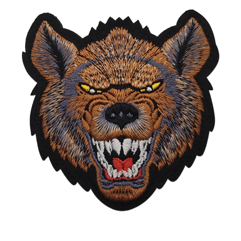 Animal Avatar oso Lobo tiburón hiena Tigre cabeza 3D brazalete bordado Velcro mochila parche moral sello