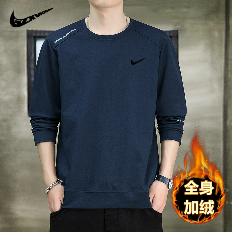 Men's Clothing 2025 Autumn and Winter Sweatshirt Men's Versatile Outdoor Sports Casual Round Neck Solid Color Loose Long-Sleeved Men's T-Shirt