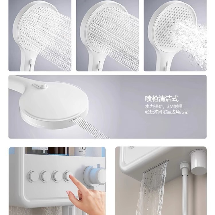 全銅シャワーの花のセットの恒温のデジタル表示の背中のマッサージの家庭用浴室の入浴する入浴する白い銃の灰色の置物|undefined