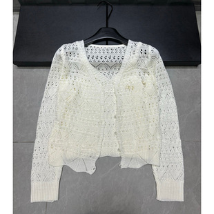 2025 New Summer Style Fragrant Metal Letter Long-Sleeved Single-Breasted Cardigan + Sleeveless Pullover Suspender Two-Piece Set