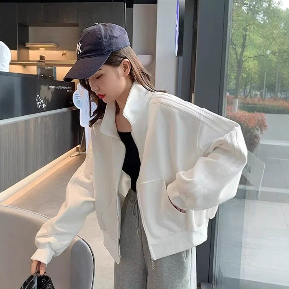 Короткая спортивная куртка женская весна и осень 2025 новый бейсбольный костюм повседневная тонкая куртка кардиган топ свободный дикий