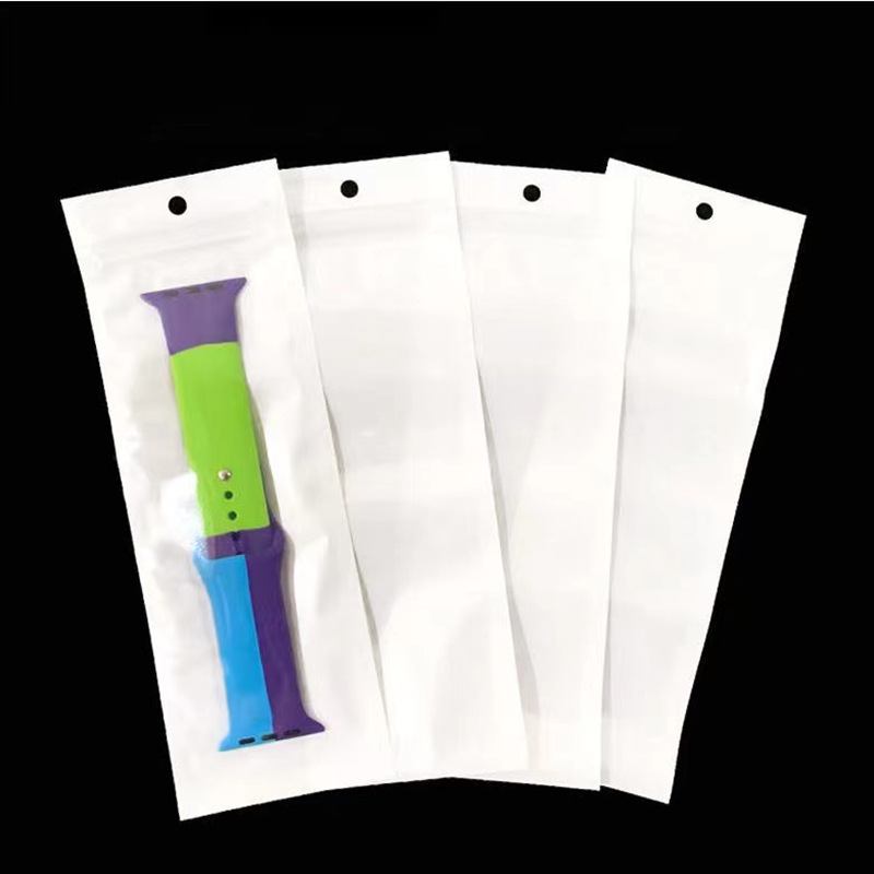 批发珠光膜阴阳骨袋半透明塑料袋表带包装袋细长珠光自封袋7*20cm