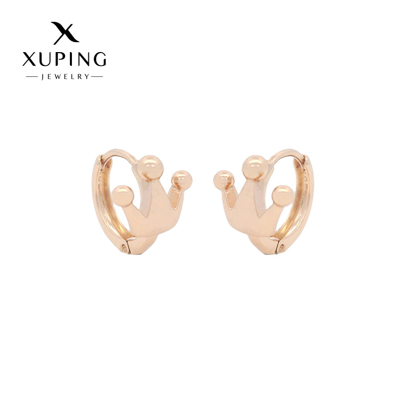 Joyería Xuping brillante dorado pendientes de corona de estilo coreano simple pendientes de nicho de alta calidad pendientes de temperamento