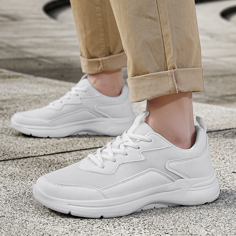 Primavera y verano transfronterizo talla grande 48 zapatos blancos pequeños zapatos de hombre todo fósforo transpirables deportes ligeros amortiguadores zapatos casuales zapatos de hombre Jinjiang