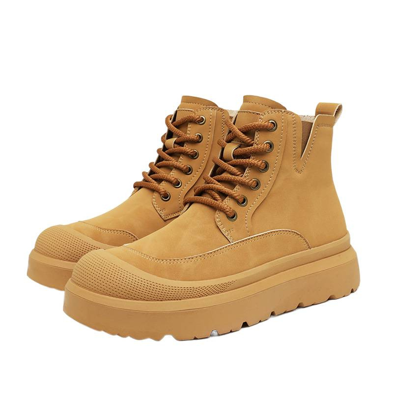 2025 otoño y invierno nuevos hombres botas de cuero casuales al aire libre botas Martin calientes para calentar el uso de zapatos altos