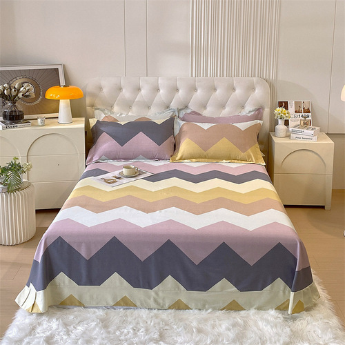 Autumn and winter striped thickened brushed sheets pure cotton single piece household pure cotton sheet single product Nantong bedding