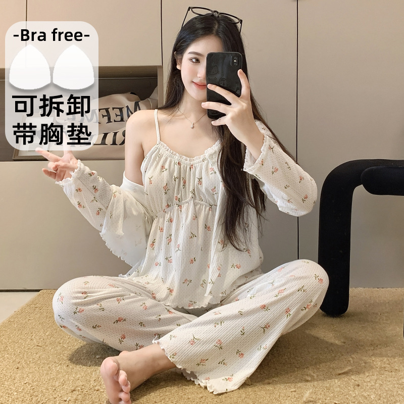 F 3피스 가슴 패드 세트 - 831 그린 도트 플로럴