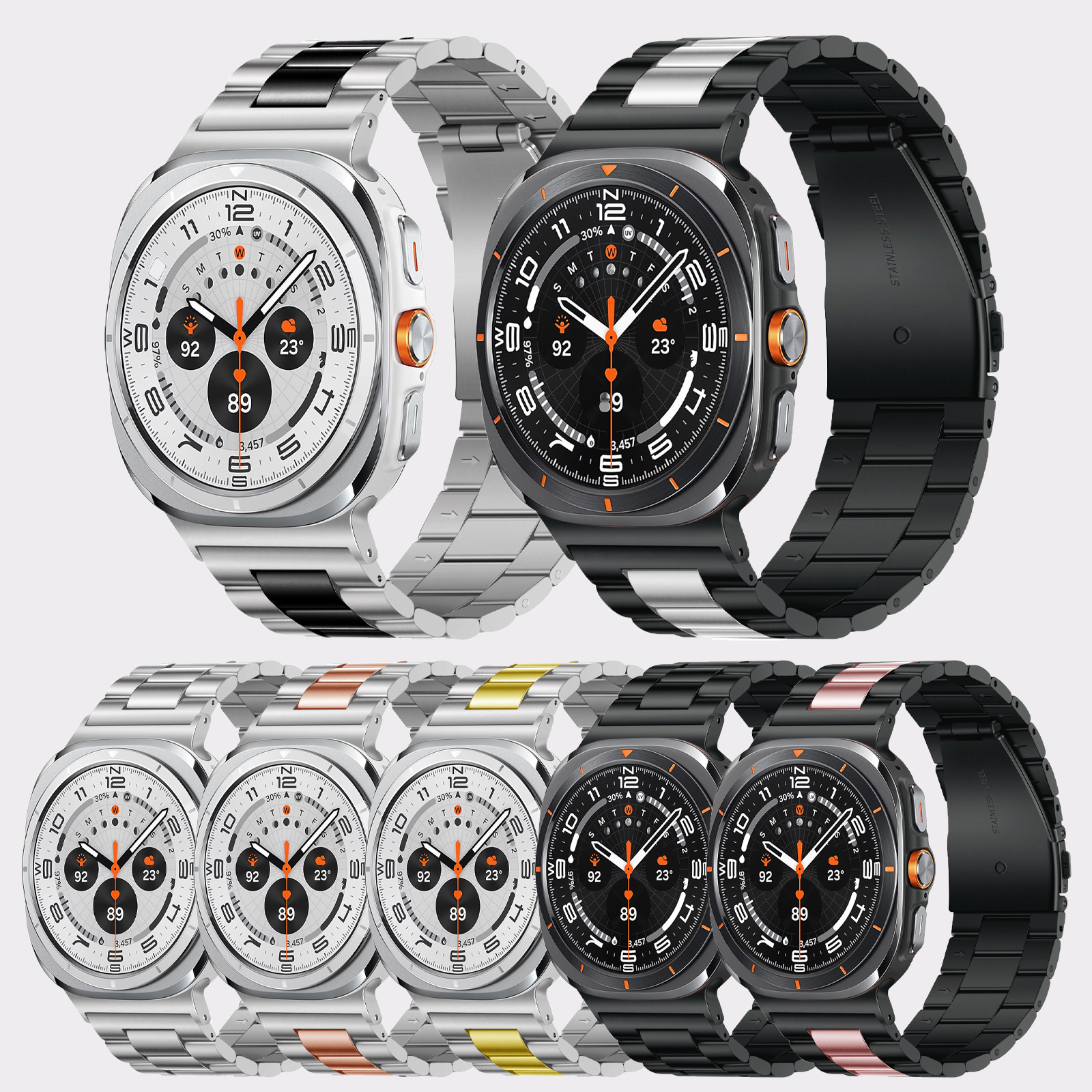 Suitable for Samsung Galaxy Watch8 Stainless Steel Metal Three-Bead Business Strap Samsung Ultra Strap