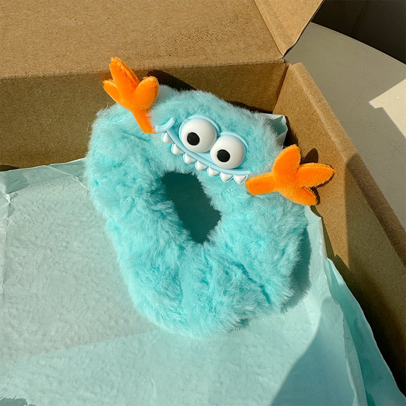 Super lindo pequeño monstruo peluche intestino grueso anillo de cabello cuerda de cabeza chica otoño invierno extraño viento atado cabello cuerda lindos niños correa de goma