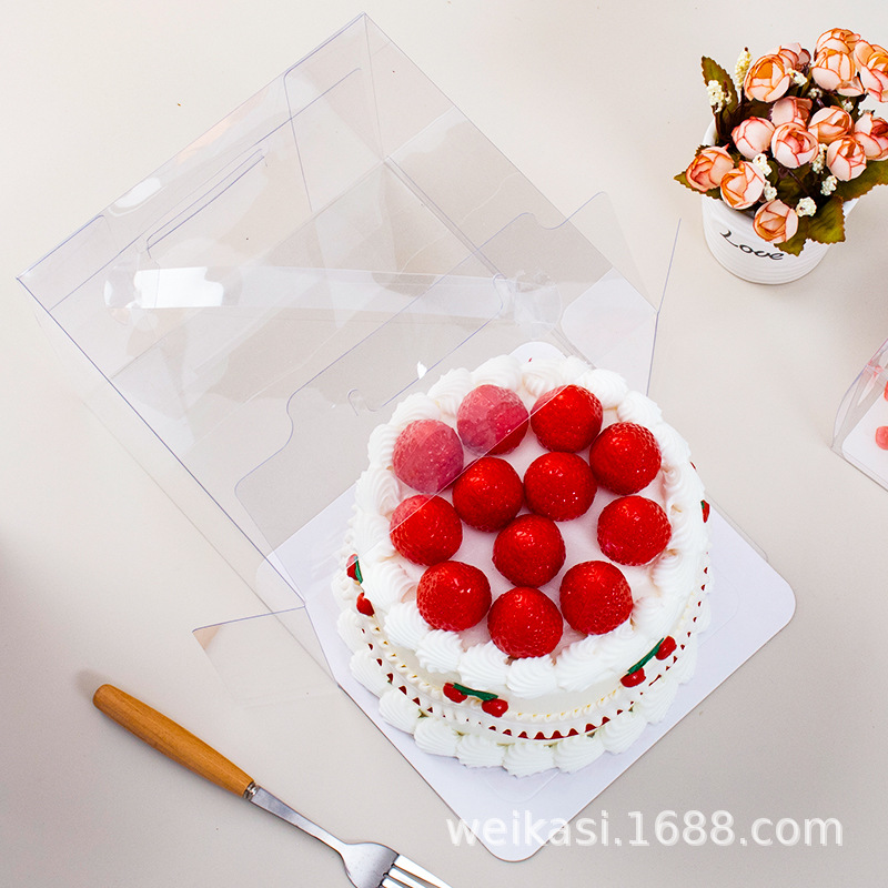 4 pulgadas mousse de cumpleaños transparente portátil de 4 pulgadas caja de pastel de 5 pulgadas 8 pulgadas caja de pastel de 6 pulgadas caja de pastel de palomitas de maíz