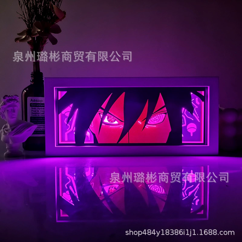Бумажный резной светильник One Piece Luffy, деревянная рамка, настольный ночник, монохром/ RGB