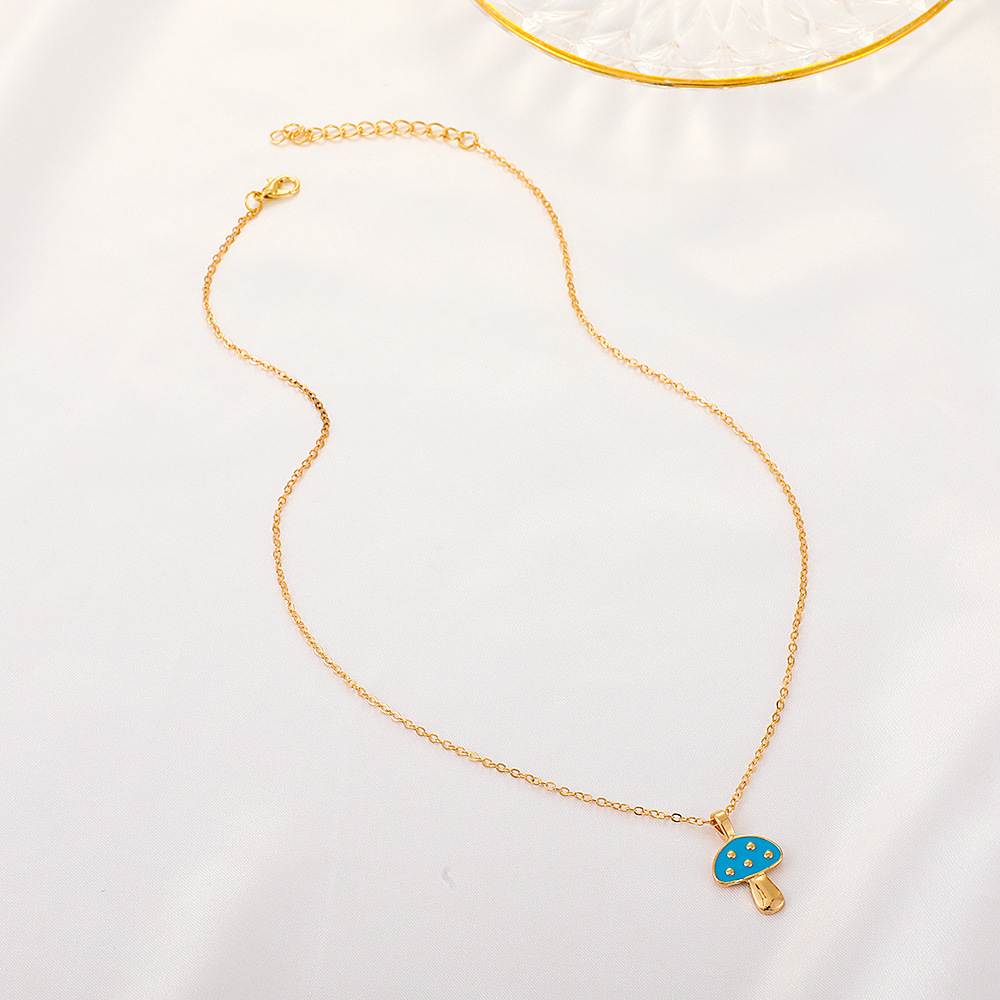 alloy dripping oil color mushroom fashion necklace wholesale Nihaojewelry