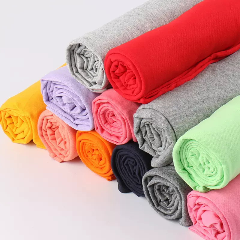 32S精梳弹力汗布秋冬 棉布单面针织面料 精梳棉T恤打底衫拉架布料