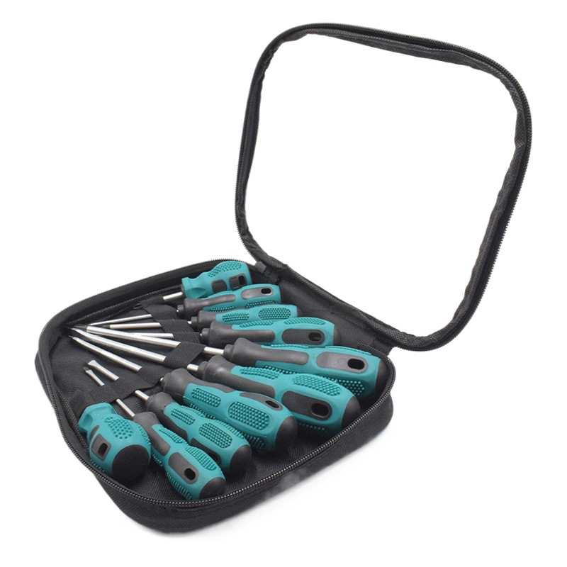 Traje de destornillador manual transfronterizo Cruz fuerte destornillador magnético multifuncional reparación conjunto completo de traje de herramientas domésticas